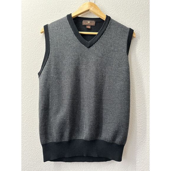 Toscano Other - Toscano Men's Merino Wool Blend Two Tone Houndstooth Sweater Vest Medium